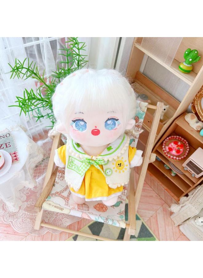 20cm Non-attribute Star Doll Humanoid Doll Plush Toy Sea Salt Clever Internet Red Cute Cotton Doll Nude Doll-Specifications:No Skeleton 20cm-Color:Haiyan Qiaoqiao + Yellow Waistcoat Skirt Set