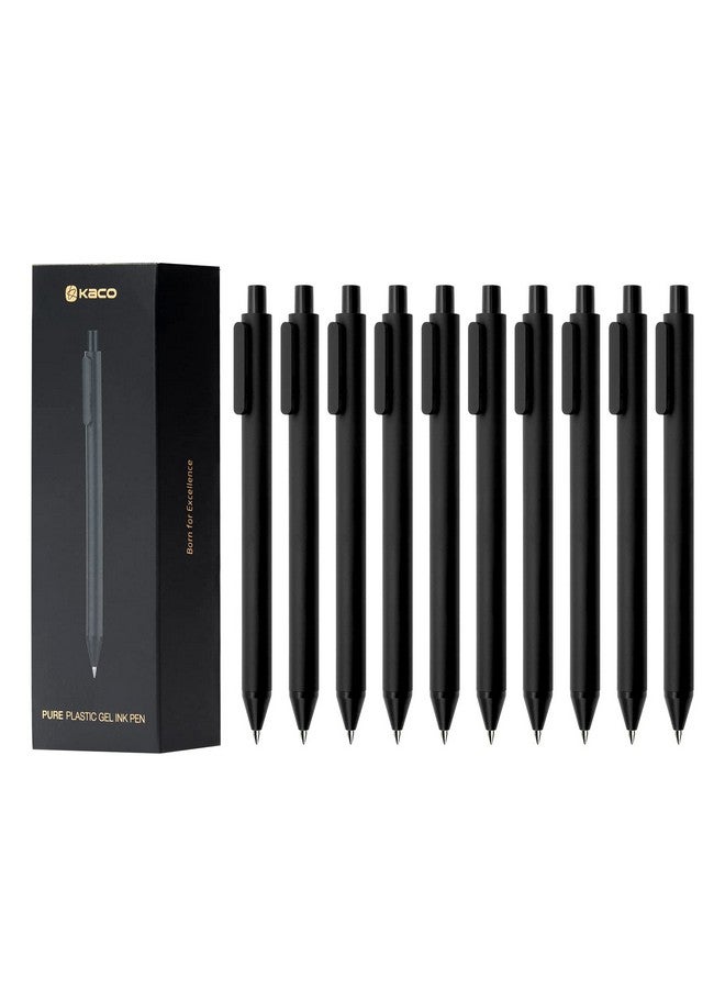 Kaco Gel Pens, 0.5 Mm Fine Point, Black Ink 10 Count, Quick Dry Smooth Writing, Aesthetic Office Supplies Refillable Retractable - Image 1