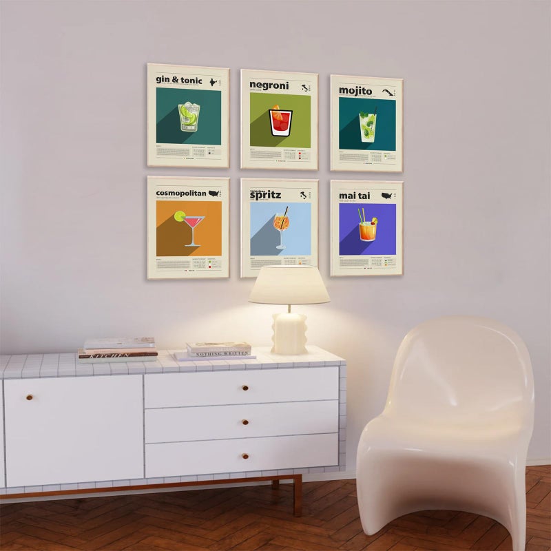 KBKBART ملصق مزيج كوكتيل خمر ملون خمور شرب الكحول البار الجدار للفن للمنزل ديكور كوكتيل جدار الفن طباعة جمالية للفتيات شقة المطبخ المطبخ الديكور عصري غير تقليدي - Image 1