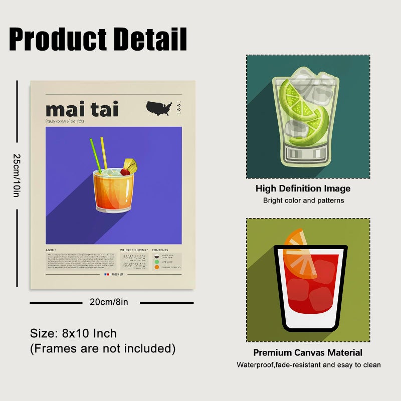 KBKBART ملصق مزيج كوكتيل خمر ملون خمور شرب الكحول البار الجدار للفن للمنزل ديكور كوكتيل جدار الفن طباعة جمالية للفتيات شقة المطبخ المطبخ الديكور عصري غير تقليدي - Image 4