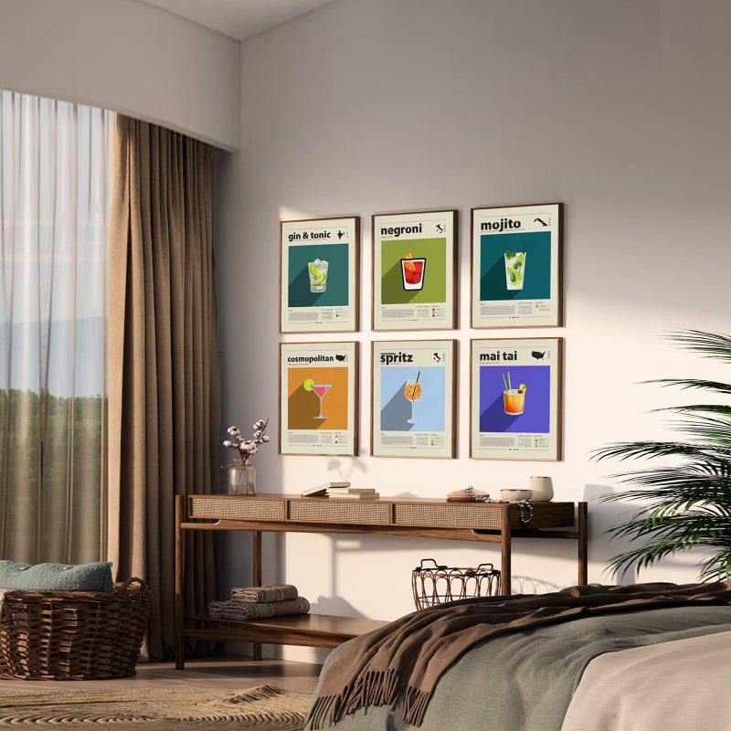 KBKBART ملصق مزيج كوكتيل خمر ملون خمور شرب الكحول البار الجدار للفن للمنزل ديكور كوكتيل جدار الفن طباعة جمالية للفتيات شقة المطبخ المطبخ الديكور عصري غير تقليدي - Image 3
