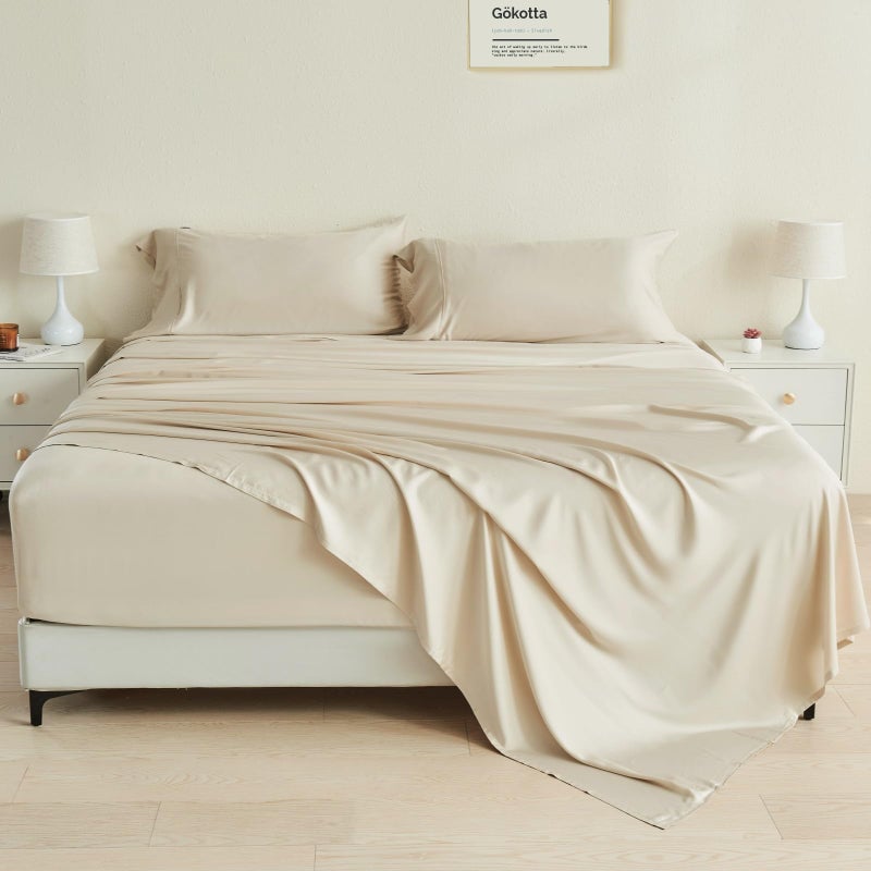 King Size Sheets Set by Gokotta 100 Rayon Derived from Bamboo Sheets King Size Soft  Breathable Sheets16 Deep Pocket King Sheets With Elastic Corner StrapsMoisture WickingDouble Stitching