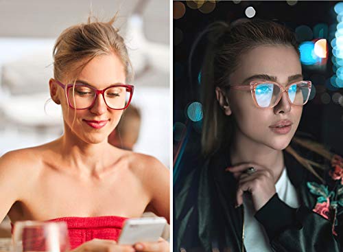 MEETSUN Blue Light Blocking Glasses for Women Anti Eyestrain Filter Blue Ray Oversized Computer Game Glasse&UV/Reduce Glare Lens (Red-Frame) - Image 2