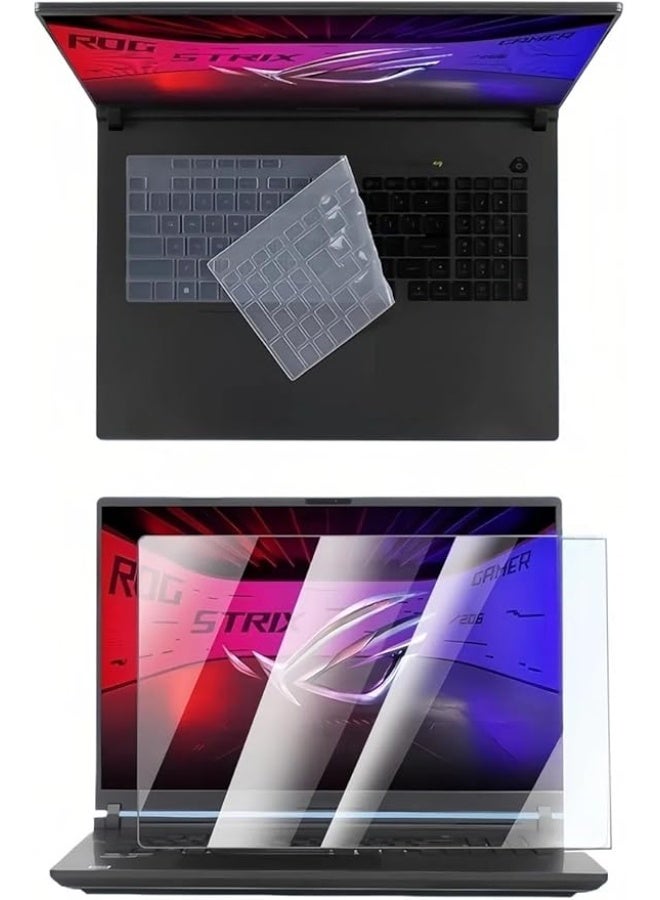 Compatible with 2025 ASUS ROG Strix SCAR 18 G835L 18-inch Full Transparency Silicone Laptop Keyboard Cover and High-Definition Tempered Glass - Image 1