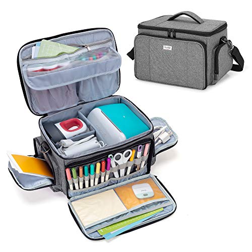 LUXJA Carrying Case Compatible with Cricut Joy and Easy Press Mini, Carrying Bag with Supplies Storage Sections, Gray - Image 1