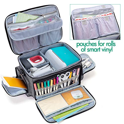 LUXJA Carrying Case Compatible with Cricut Joy and Easy Press Mini, Carrying Bag with Supplies Storage Sections, Gray - Image 3