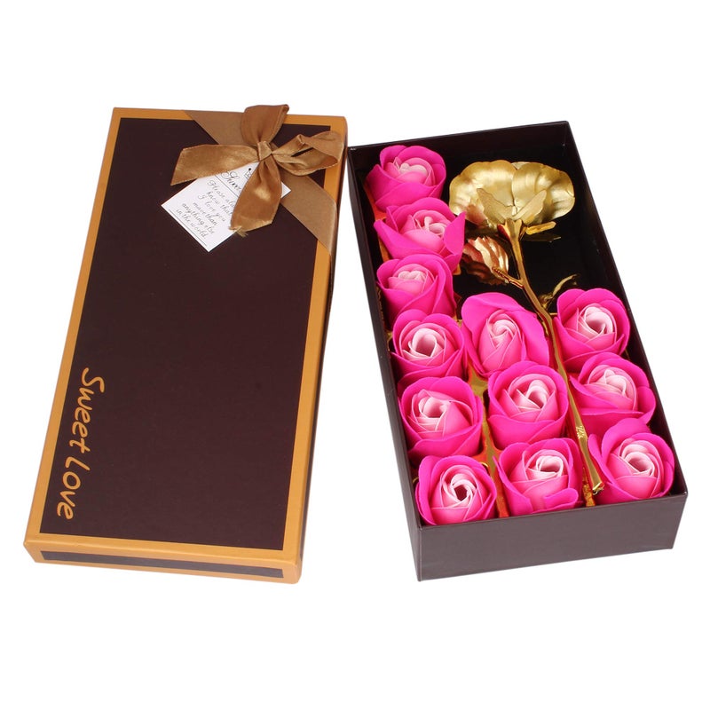 Natali Artificial Rose And Scented Roses Box & Love Scroll Card (Brown, 12 Pieces) - Image 3