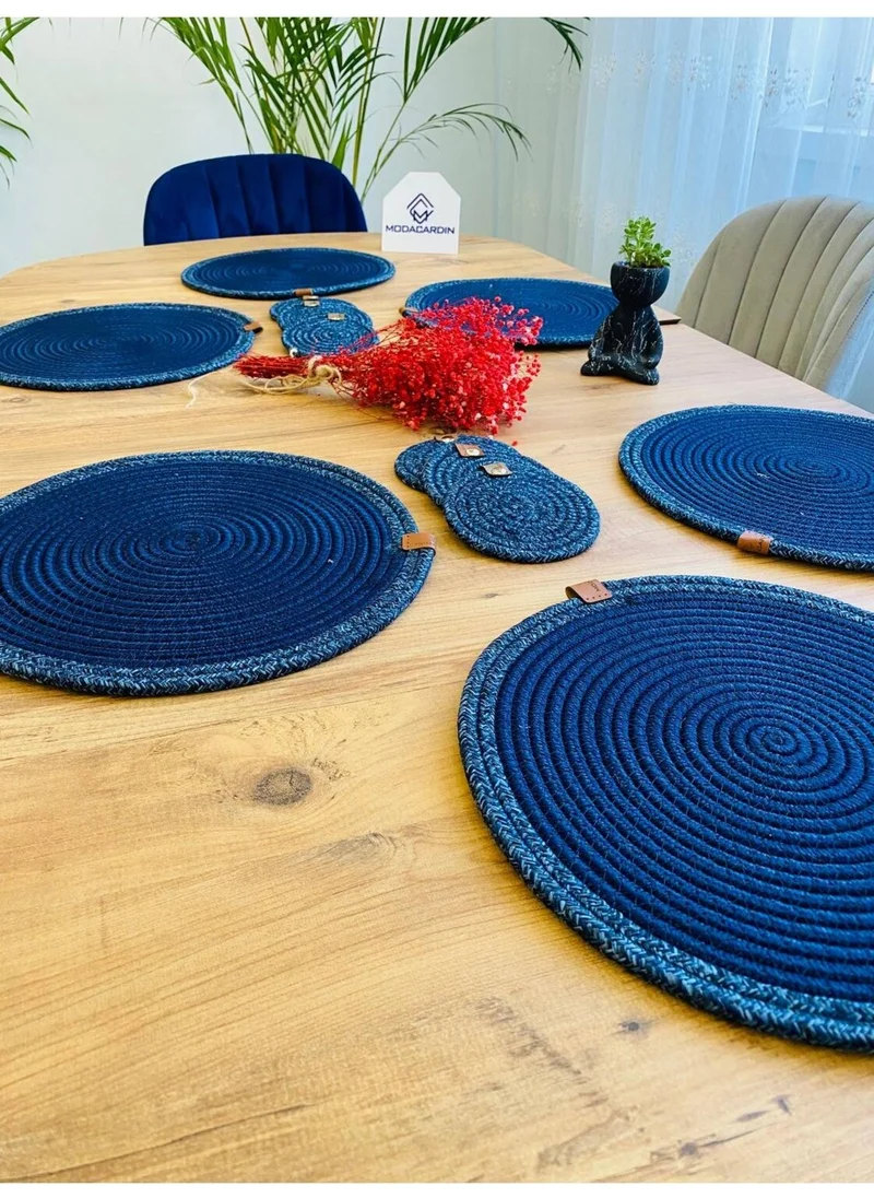 BDZ Deri BDZ Leather Wicker Jute Presentation Plate Mat American Service and Coasters 12 Pieces