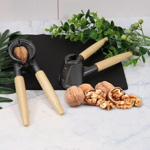 Prostuff.in® Luxury Die Cast Aluminium Alloy Clamp Plier Portable Smart Pincers Heavy Duty Bottle Opener for Pecans, Almonds, Brazil Nuts, Hazelnuts Pista Pecan Tool Nutcracker Wooden Handle 1 Pcs - Image 2