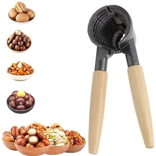 Prostuff.in® Luxury Die Cast Aluminium Alloy Clamp Plier Portable Smart Pincers Heavy Duty Bottle Opener for Pecans, Almonds, Brazil Nuts, Hazelnuts Pista Pecan Tool Nutcracker Wooden Handle 1 Pcs - Image 1