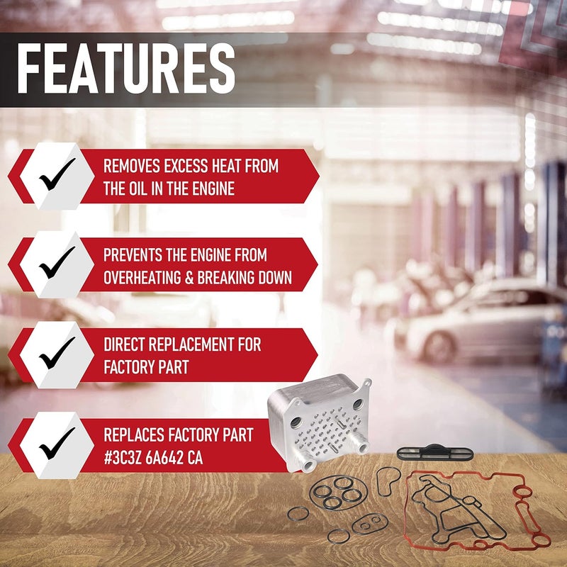 AA Ignition Engine Oil Cooler Kit - Compatible with Ford Trucks - Powerstroke 6.0L V8 F250, F-350, F450, F550 Super Duty, Excursion, E350, E-450 - Replaces Part 904-228, OCK388, 3C3Z 6A642 CA - Gasket Seal Kit - Image 2