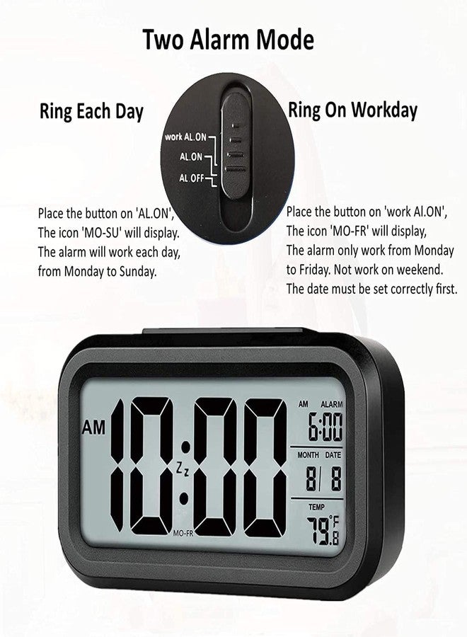 LUUKMONDE Digital Alarm Clock for Heavy Sleepers, Digital Clock Table Clock for Study Table, Students, Office, Corporate | Alarm Clock for Bedroom with Loud Sound, Automatic Sensor,Date & Temperature - Image 5