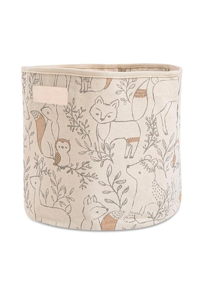Crane BABY Fabric Round Nursery Storage Basket, Toy Storage, Woodland Nursery Decor, 13"X12", Toy Basket, Baby Storage Organizer, Toy Organizers And Storage Bins, Baby Organizers And Storage, Toy Bins  - Image 4