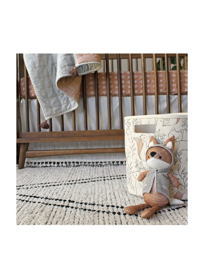Crane BABY Fabric Round Nursery Storage Basket, Toy Storage, Woodland Nursery Decor, 13"X12", Toy Basket, Baby Storage Organizer, Toy Organizers And Storage Bins, Baby Organizers And Storage, Toy Bins  - Image 5