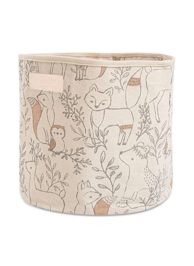 Crane BABY Fabric Round Nursery Storage Basket, Toy Storage, Woodland Nursery Decor, 13"X12", Toy Basket, Baby Storage Organizer, Toy Organizers And Storage Bins, Baby Organizers And Storage, Toy Bins  - Image 1