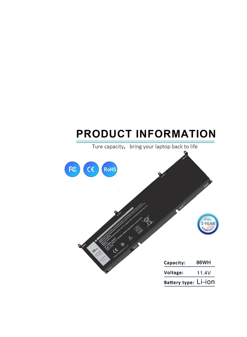 Terabyte بطارية بديلة 69KF2 لجهاز Dell G7 15 7500 G15 5510 5511 5515 5520 5521 XPS 15 9500 9510 9530 Alienware M15 R3 R4 R5 R6 R7 M17 R3 R3 R 4 Precision 5550 5560 5570 Inspiron 7510 7610 7620 86Wh 11.4 - Image 2
