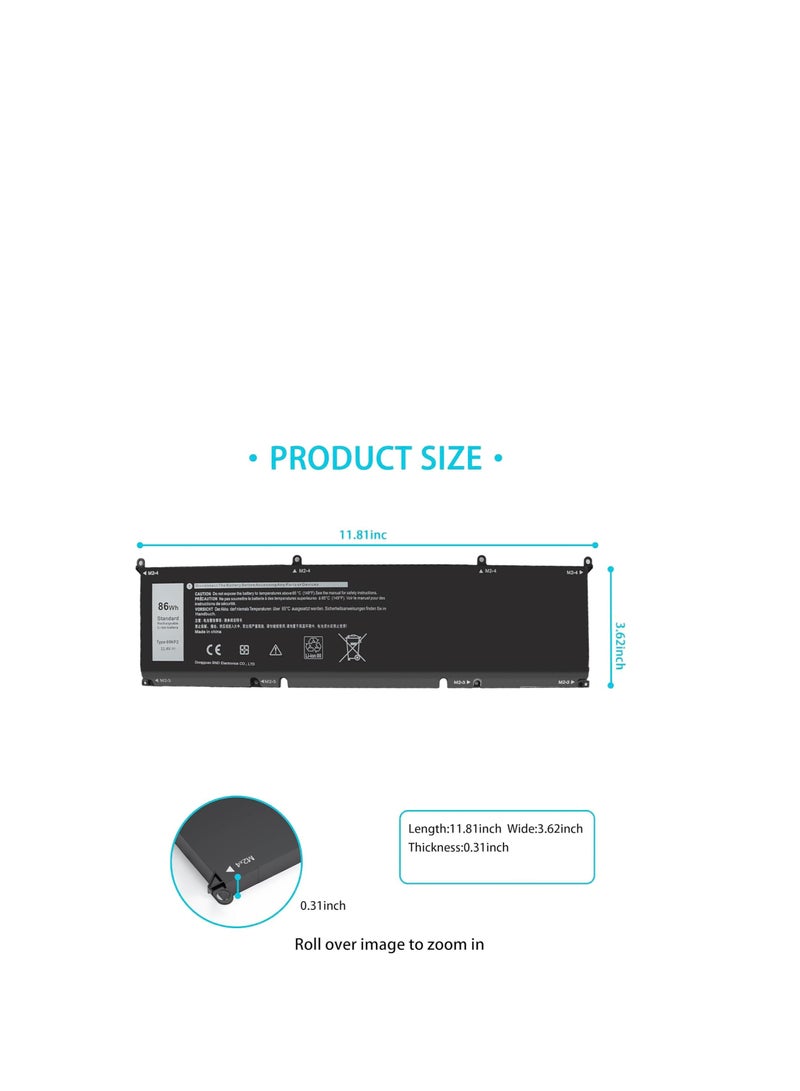 Terabyte بطارية بديلة 69KF2 لجهاز Dell G7 15 7500 G15 5510 5511 5515 5520 5521 XPS 15 9500 9510 9530 Alienware M15 R3 R4 R5 R6 R7 M17 R3 R3 R 4 Precision 5550 5560 5570 Inspiron 7510 7610 7620 86Wh 11.4 - Image 4