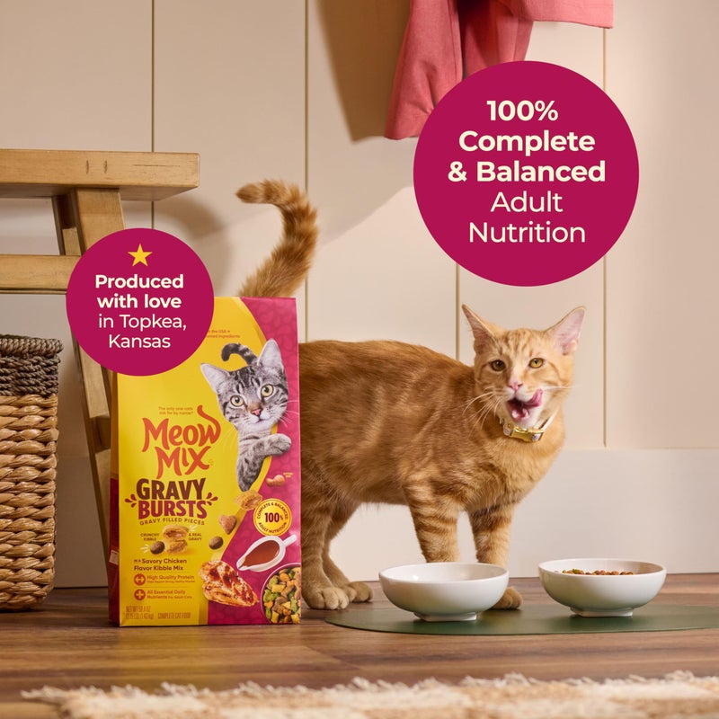 Meow Mix Gravy Bursts Savory Chicken Flavor Mix with Gravy Filled Pieces, Dry Cat Food, 13.5 Pound Bag - Image 5