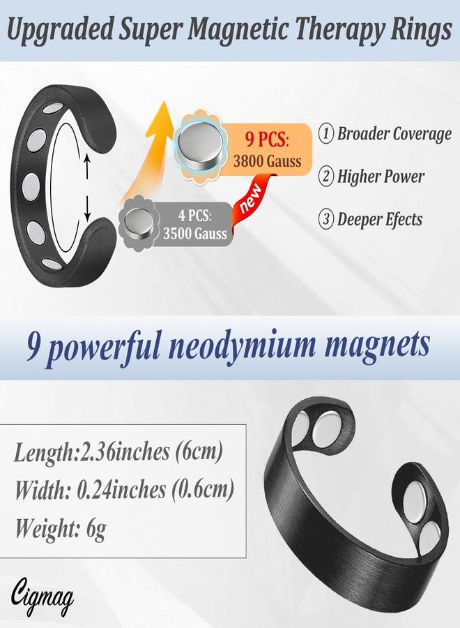 Cigmag 9X Copper Rings for Women Men, with Powerful Magnets, Adjustable Solid Pure Copper (Black Matte) - Image 4