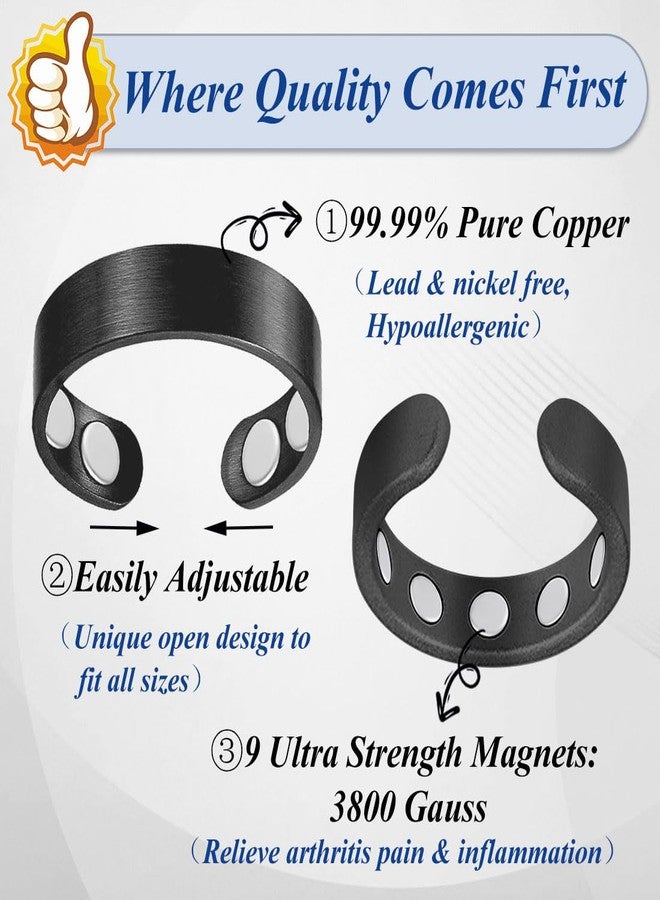 Cigmag 9X Copper Rings for Women Men, with Powerful Magnets, Adjustable Solid Pure Copper (Black Matte) - Image 5