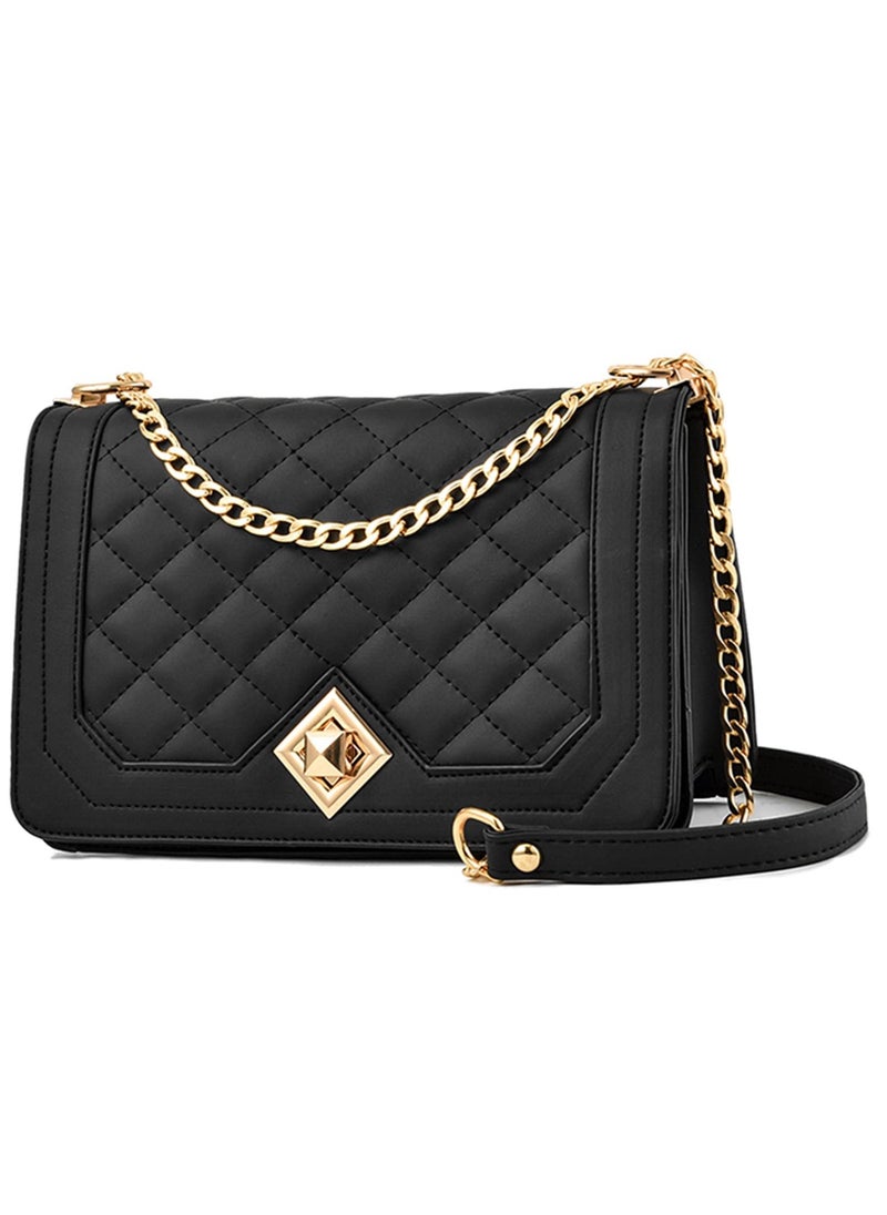 Excefore - Crossbody Bags for Women, Fashion Shoulder Bag Purse, PU Leather Quilted Handbags with Gold Chain Strap, Suitable for Travel, Business, Shopping - Image 1