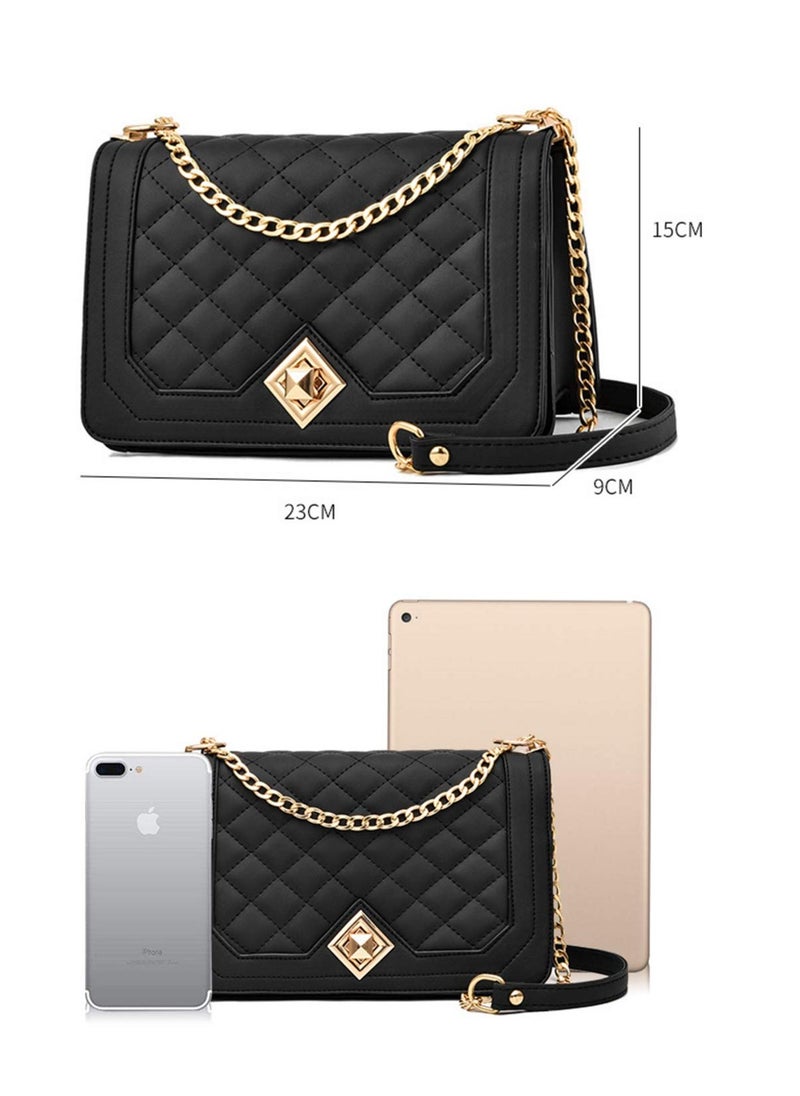 Excefore - Crossbody Bags for Women, Fashion Shoulder Bag Purse, PU Leather Quilted Handbags with Gold Chain Strap, Suitable for Travel, Business, Shopping - Image 1