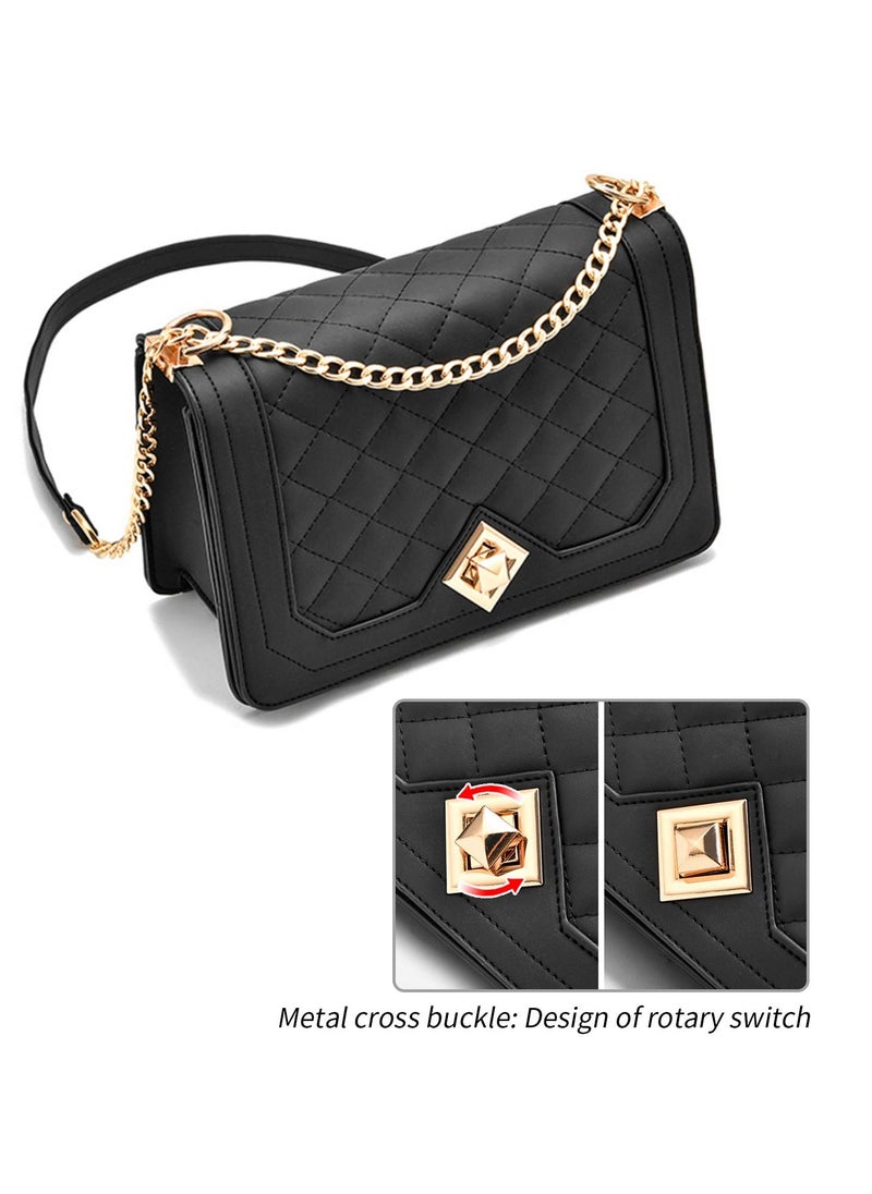 Excefore - Crossbody Bags for Women, Fashion Shoulder Bag Purse, PU Leather Quilted Handbags with Gold Chain Strap, Suitable for Travel, Business, Shopping - Image 1