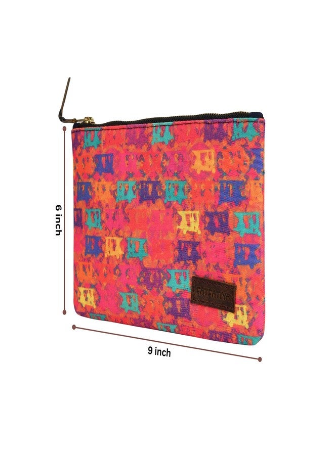 Fatfatiya Stylish Pop Auto Cute Print Multipurpose Utility Pouch with Zip Clouser for Women & Girls, Ideal for Daily Use & Travel, Easy to Storing Keys, Wallet, Makeup and Accessories (23x16.5x1) - Image 3