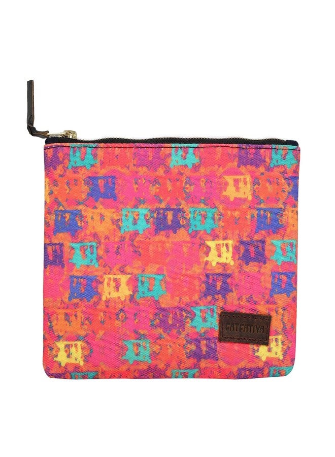 Fatfatiya Stylish Pop Auto Cute Print Multipurpose Utility Pouch with Zip Clouser for Women & Girls, Ideal for Daily Use & Travel, Easy to Storing Keys, Wallet, Makeup and Accessories (23x16.5x1) - Image 1