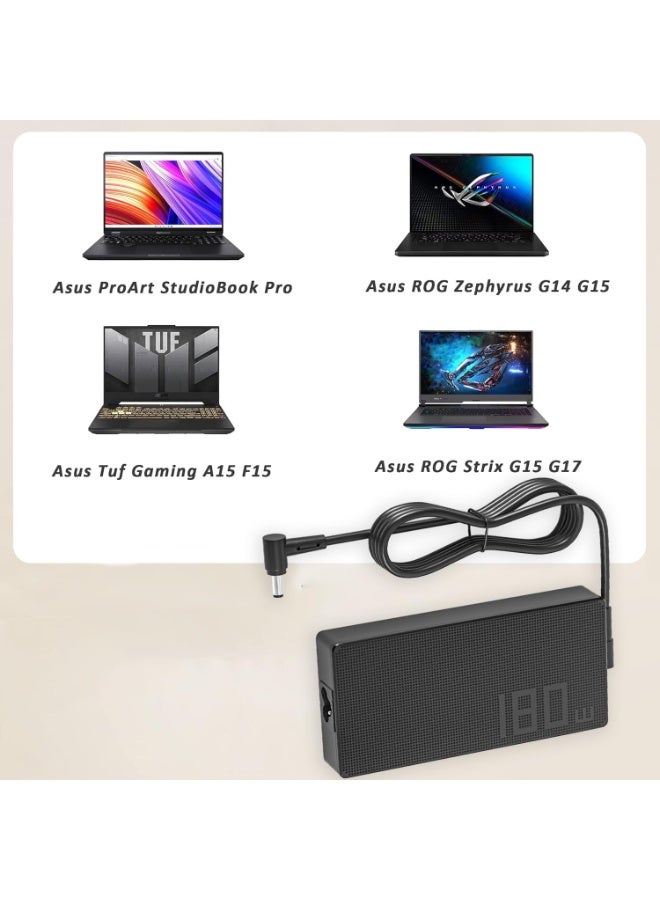Terabyte شاحن بديل 180 واط 20 فولت 9 أمبير لأجهزة Asus ROG Zephyrus G14 G15 GA502 GA502DU GA502D GA401 GA401I، متوافق مع شاحن ASUS TUF Gaming F15 F17 FX505D FX505G FX705D 705DU FX705 مزود الطاقة - Image 2