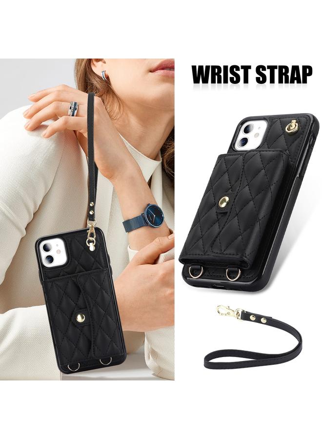 Zaboon Case For iPhone 11 Crossbody Rhombic Horizontal Wallet Leather Phone Case - Image 2