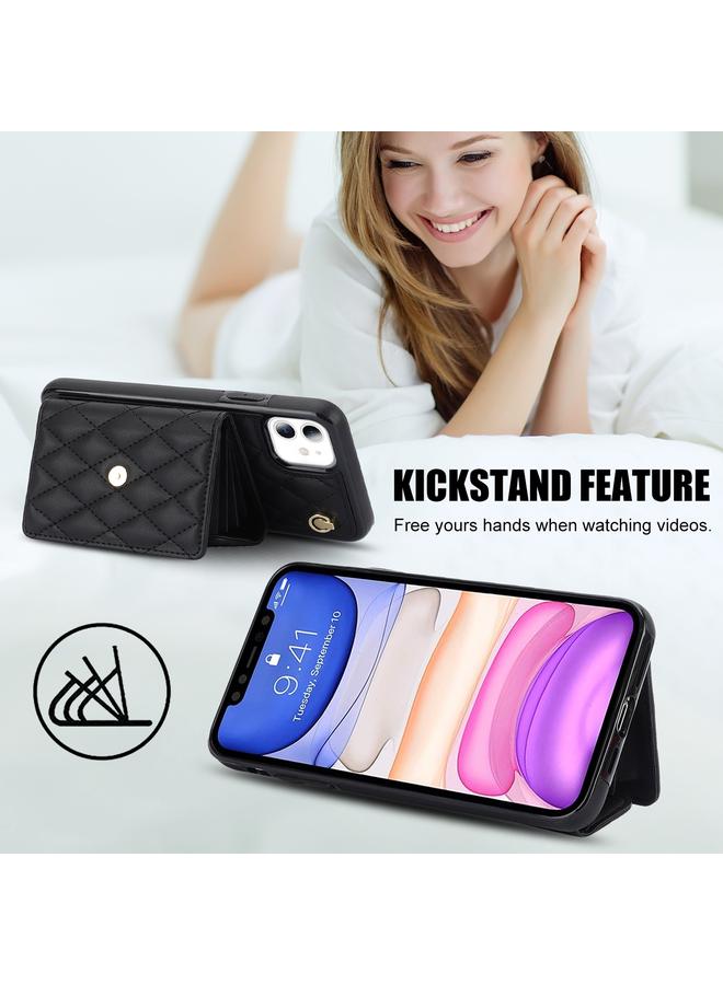 Zaboon Case For iPhone 11 Crossbody Rhombic Horizontal Wallet Leather Phone Case - Image 3