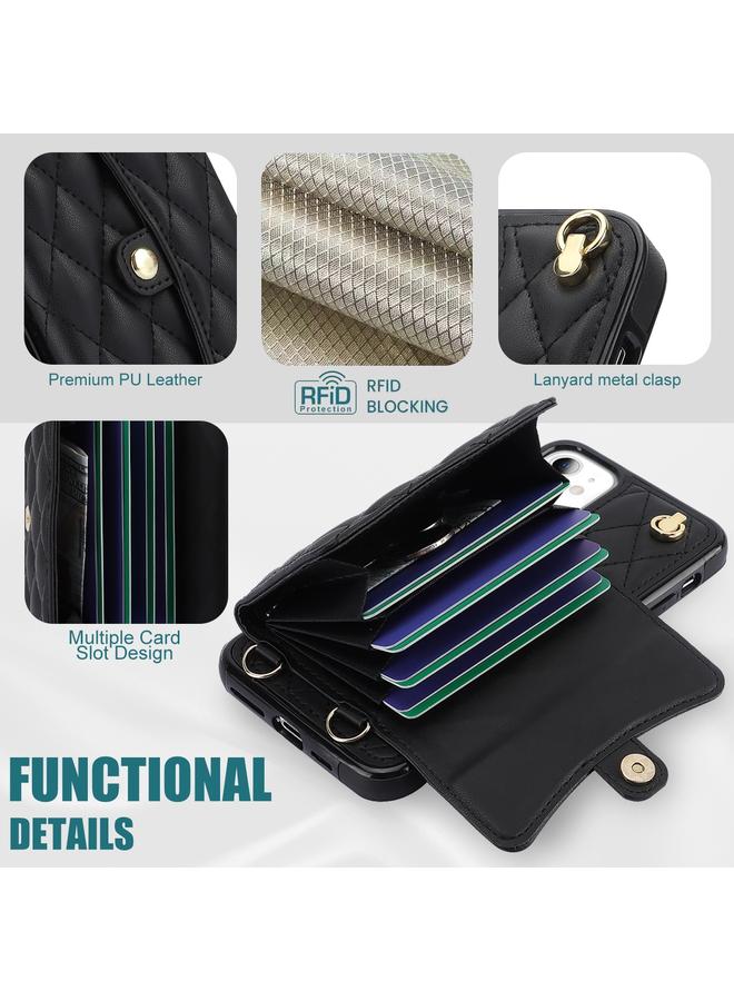 Zaboon Case For iPhone 11 Crossbody Rhombic Horizontal Wallet Leather Phone Case - Image 5