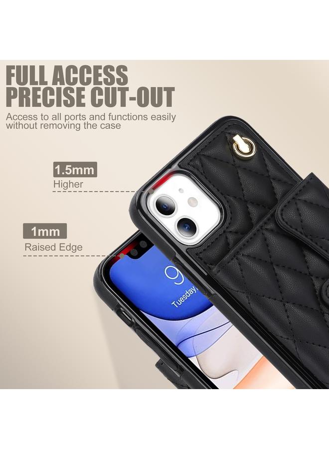 Zaboon Case For iPhone 11 Crossbody Rhombic Horizontal Wallet Leather Phone Case - Image 4