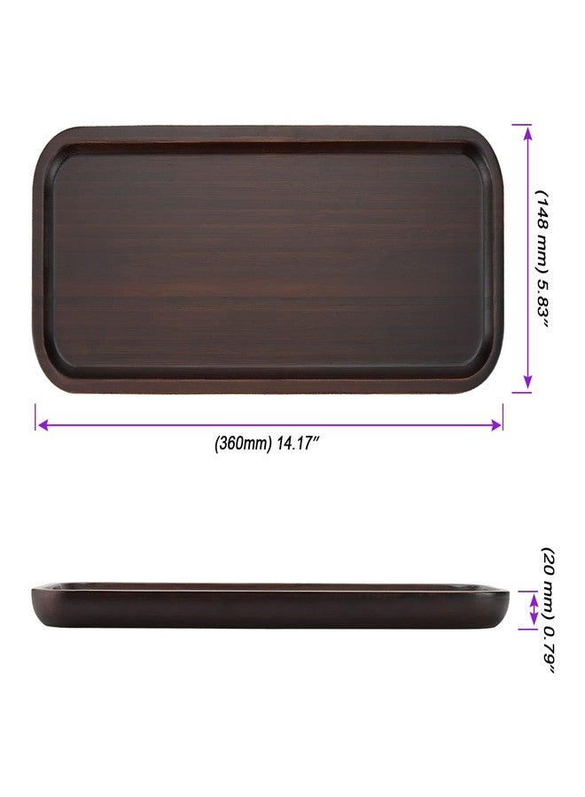 JOIKIT 14 x 5.9 Inch Walnut Wooden Rectangle Tray, Bathroom Tray Platter Solid Wood Decorative Serving Trays Plate for Cookie, Bread, Cheese, Coffee, Tea - Image 2