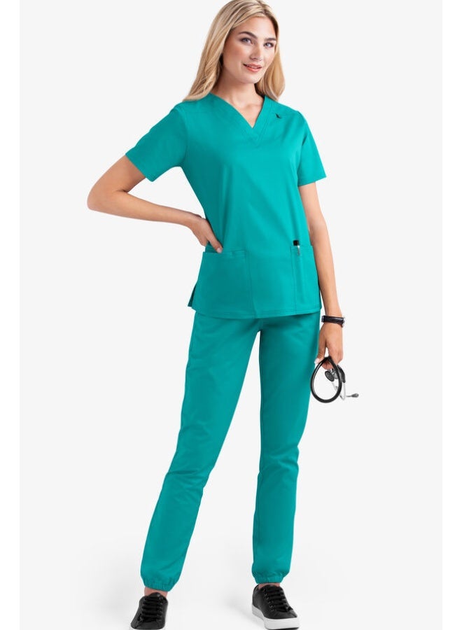 Loquat Womens Medical Scrubs Set Medical Uniform Set Cyan - Image 1