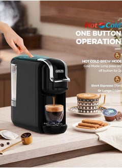 Cafelffe 4-in-1 Capsule Coffee Machine,Multifunction Hot Cold Espresso Coffee Maker for Coffee Powder,19Bar High Pressure Pump,1450W 600ml Black  - Image 2