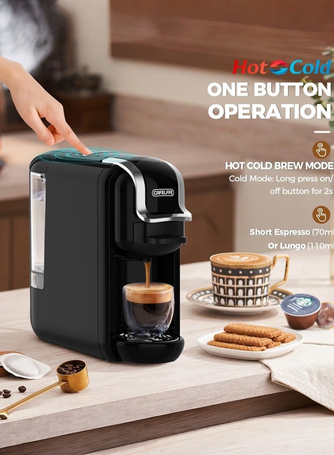 Cafelffe 4-in-1 Capsule Coffee Machine,Multifunction Hot Cold Espresso Coffee Maker for Coffee Powder,19Bar High Pressure Pump,1450W 600ml Black - Image 2