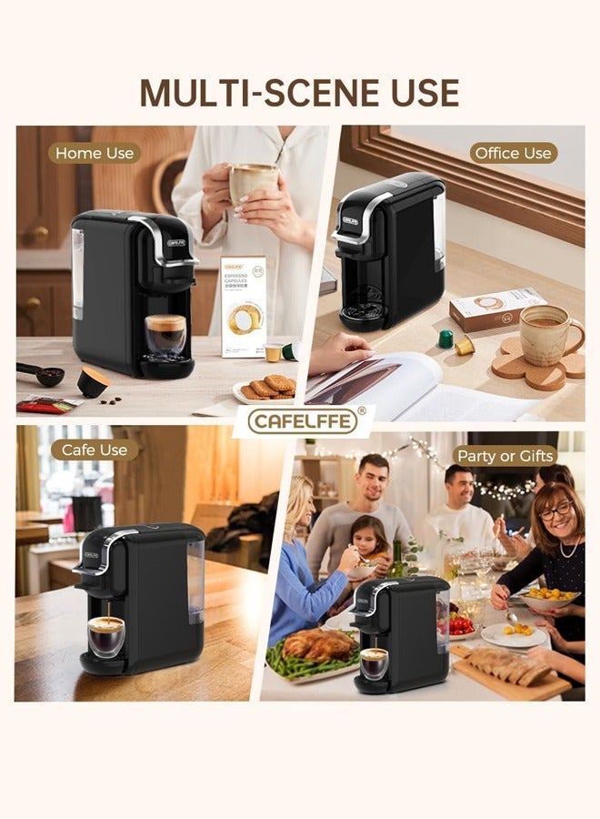 Cafelffe 4-in-1 Capsule Coffee Machine,Multifunction Hot Cold Espresso Coffee Maker for Coffee Powder,19Bar High Pressure Pump,1450W 600ml Black - Image 4