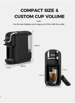 Cafelffe 4-in-1 Capsule Coffee Machine,Multifunction Hot Cold Espresso Coffee Maker for Coffee Powder,19Bar High Pressure Pump,1450W 600ml Black  - Image 5