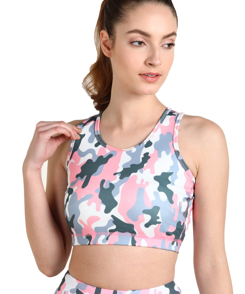 Rock Paper Scissors Women's Microfiber Non Padded Wire Free Sports Bra (ONSWG-Sportsbra-PINKCAMO-XL_Multicolor_XL) - Image 1