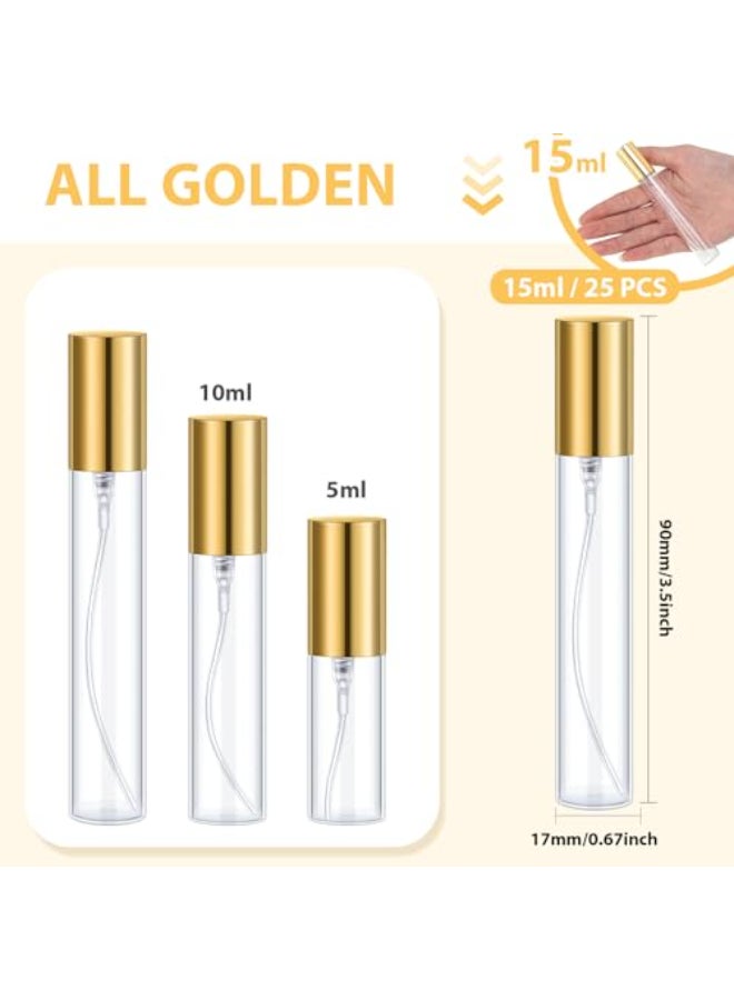 Yinder 25 Pcs 15 ml Glass Refillable Perfume Bottles Bulk Travel Empty Perfume Atomizer Sprayers Portable Spray Bottles Mini Sample Fragrance Containers Gold - Image 3