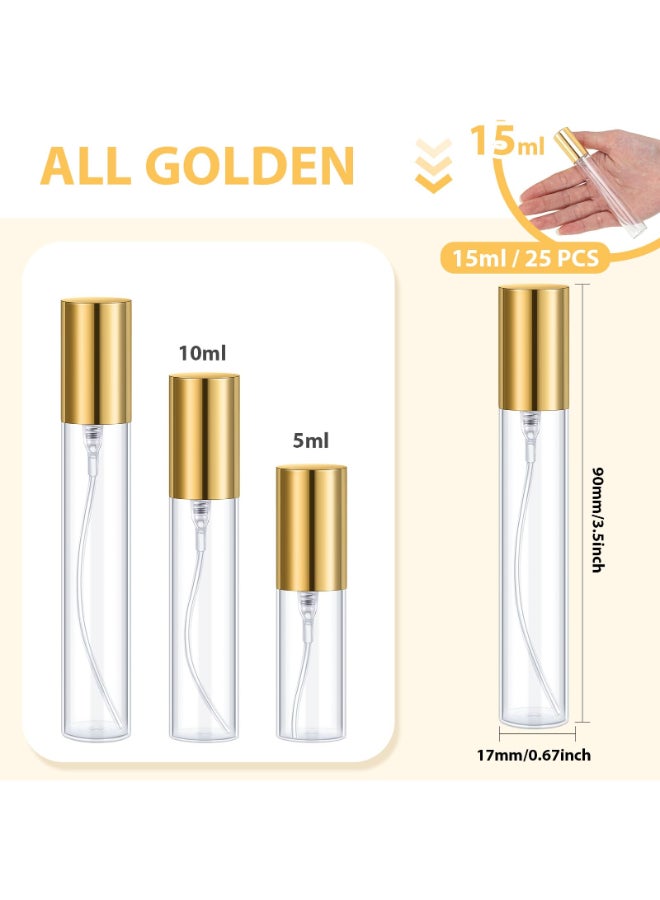 Yinder 25 Pcs 15 ml Glass Refillable Perfume Bottles Bulk Travel Empty Perfume Atomizer Sprayers Portable Spray Bottles Mini Sample Fragrance Containers Gold - Image 4