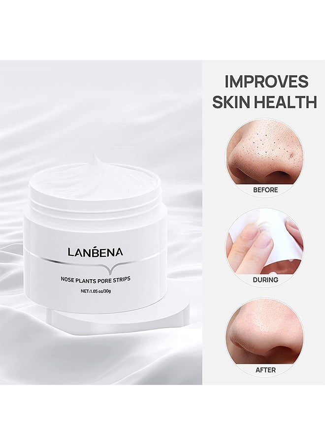 LANBENA - Blackhead Remover Mask, Nose Plants Pore Strips, Pore Cleanser Purifying Peel off Face Mask with 60 PCS Strips, Plants Aloe Blackhead Remover Facial Mask - Image 1