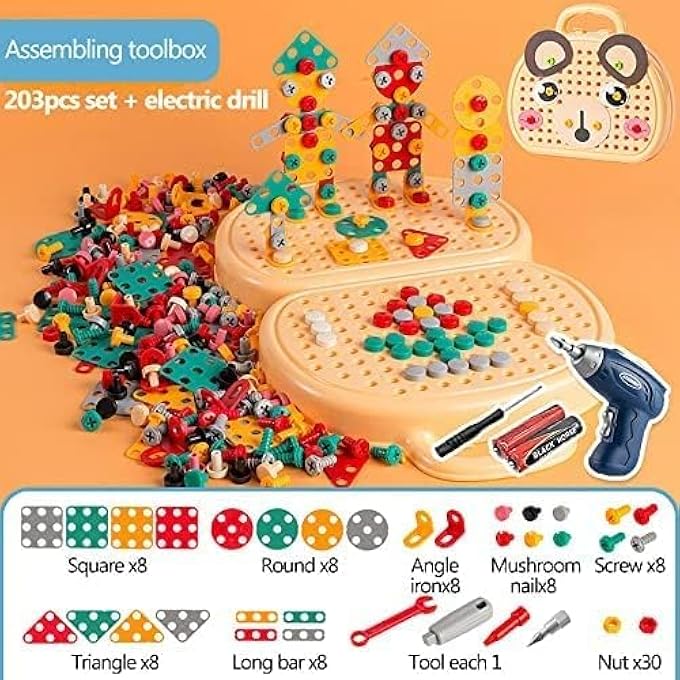 BABY REPAIR TOOL BOX  ELECTRIC SCREWDRIVER DIY TOY FOR KIDS, EDUCATIONAL CONSTRUCTION PLAYSET WITH PUZZLE ELEMENTS FOR EARLY LEARNING AND DEVELOPMENT - Image 4