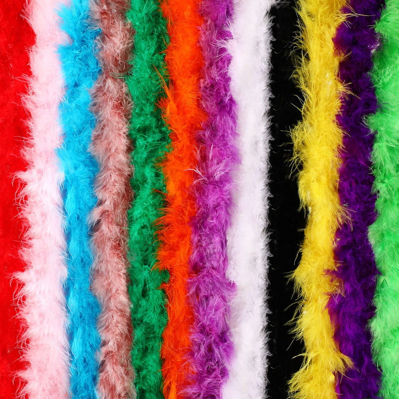 Batiyeer 24 Pcs Colorful Feathers Boas Party Pack, 6.6 Feet Rainbow Feather Scarf for Unisex Women Party Decorations(Bright Color) - Image 1