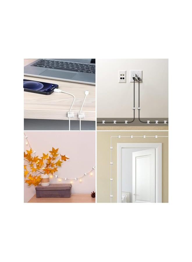 Green Tiger 50 PCS Adhesive Cable Clips (Small, White&Black), Upgraded Wall Wire Holder Cord Organizer for Cable Management Under Desk, Light Clips Hooks for LED, Car Dash Cam, USB Cable - Image 5