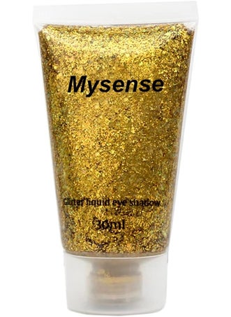 Mysense Mysense Gold Body Glitter Gel,Face Hair Glitter Makeup,Music Festival Rave Accessories,Chunky Mermaid Glitter Sequins,Sparkling Face Paint for Women Girls,30g 