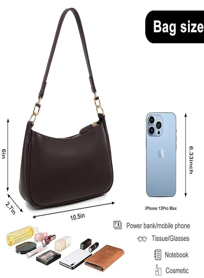 feujury Shoulder Bag for women Crossbody Bags Retro Classic Small Hobo Purse Clutch Tote Handbags with Zipper Closure (Coffee Color) - Image 2