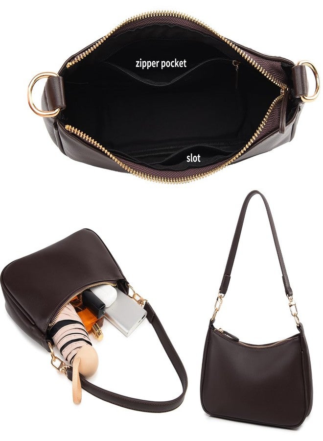 feujury Shoulder Bag for women Crossbody Bags Retro Classic Small Hobo Purse Clutch Tote Handbags with Zipper Closure (Coffee Color) - Image 5